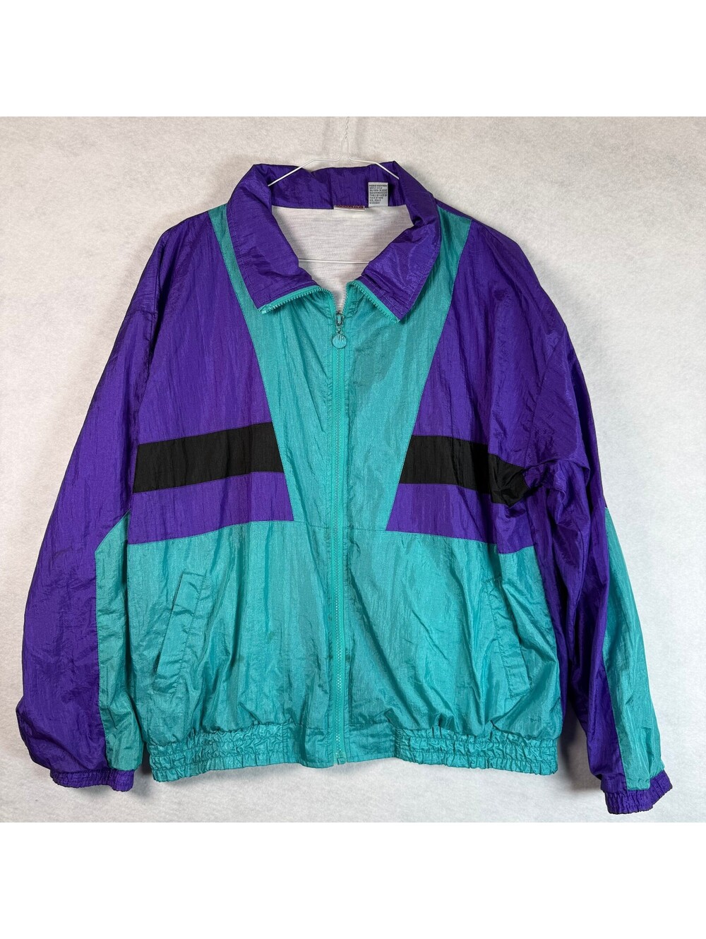 Vintage Athletic Works Colorblock Windbreaker Jacket in Purple & Teal XL